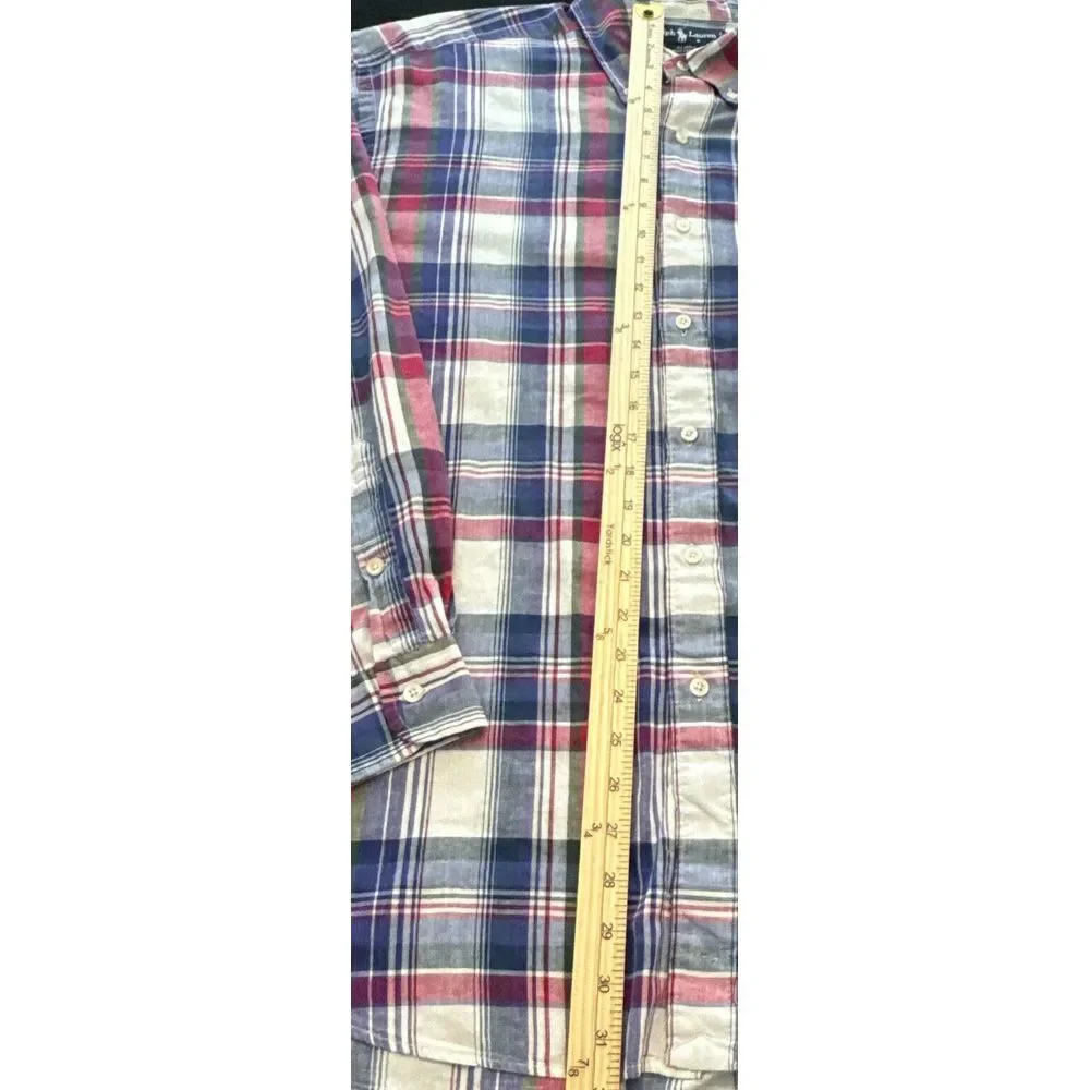 Ralph Lauren XL BLAIRE Men Cotton Blue/pink/green Button Down‎ Shirt EXCELLENT
